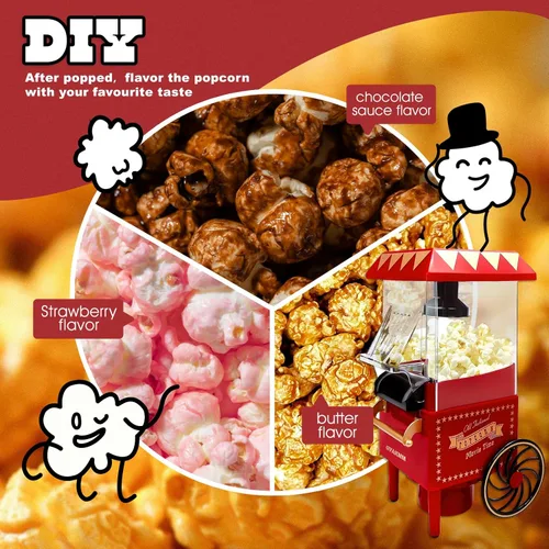 Vista 3 de Máquina de palomitas de maíz, kit de máquina de palomitas de maíz de aire caliente, caja de regalo, máquina portátil para hacer palomitas de maíz