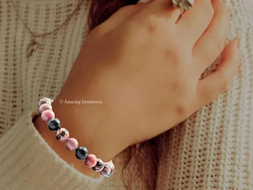 Vista 590 de Amazing Gemstone Crystal Bracelet for Women Men's Gifts - Protection Healing Crystal Bracelet - 8mm Gemstone Beaded Stretchable Bracelet Pulseras