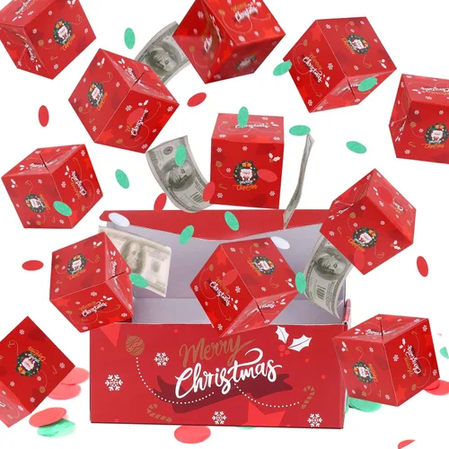 Vista 9 de BABORUI Caja de dinero de cumpleaños para efectivo, caja de explosión sorpresa de feliz cumpleaños con confeti, caja de regalo explosiva