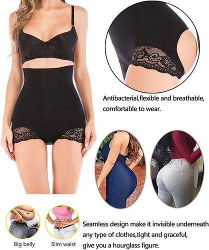 Vista 2 de SAYFUT Bragas moldeadoras sin costuras con control de abdomen y cintura alta para mujer