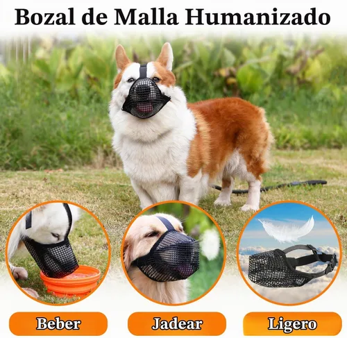Vista 7 de Crazy Felix Bozal de perro cubierto de malla para perros pequeños, medianos y grandes, anticomer