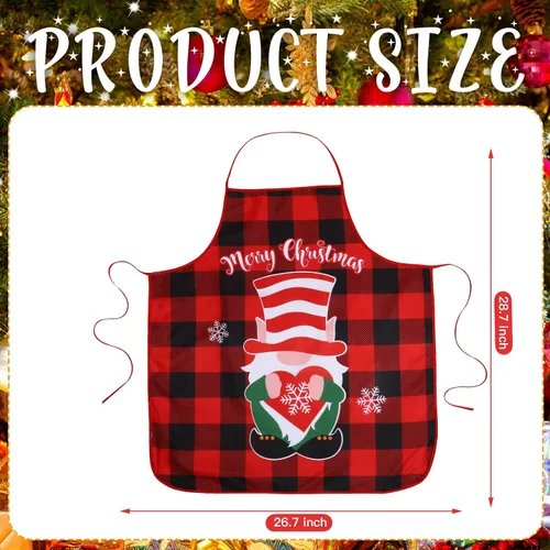 Vista 2 de 4 delantales divertidos de Navidad, delantales de cocina de búfalo a cuadros, regalos de cocina para hombres y mujeres, suministros de fiesta