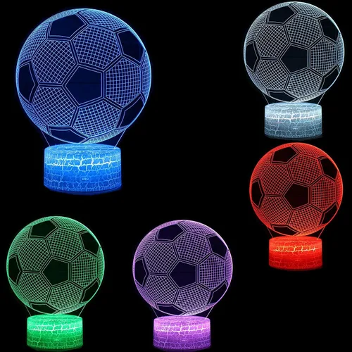 Vista 4 de 3D ilusión noche luz fútbol fútbol tres patrón 16 cambio de color lámpara de ilusión deportes lámpara de luz nocturna para niños niños