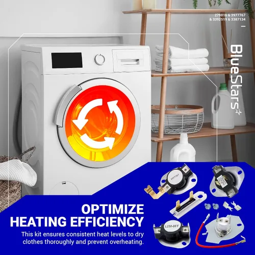 Vista 6 de BlueStars Kit de reparación de secadora 279816 3977767 3392519 3387134 compatible con secadores Whirlpool - Reemplaza 3399693 WP3977767VP PS345113