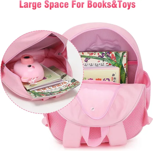 Vista 4 de Mochila para niñas y niños, bonita mochila escolar de dibujos animados 3D para bebés y niñas de 2 a 5 años, Unicorn