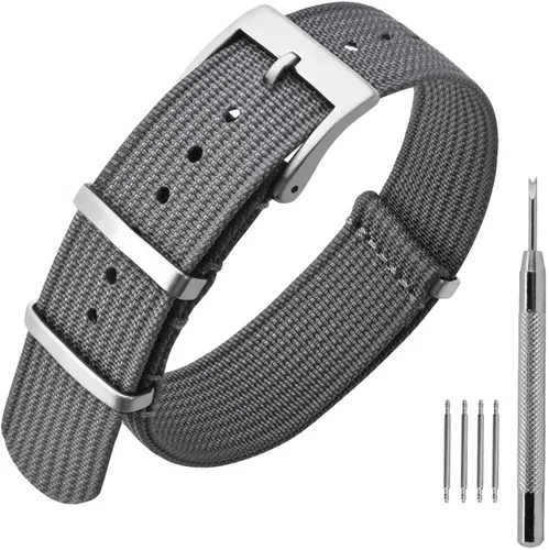 Vista 20 de ANNEFIT - Correa de reloj de nailon de 16mm 18mm 20mm 22mm, correas de reloj militares impermeables de una pieza con hebilla resistente