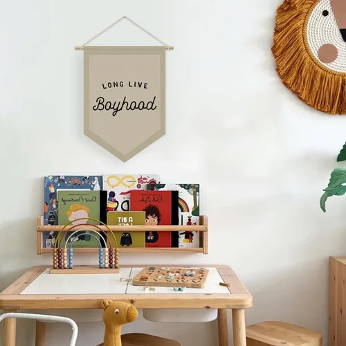 Vista 18 de Decoración para Habitación de Niño, Bandera de Lienzo Negro de Larga Duración para Guardería Sala de Juegos Decoración para Dormitorio de Niños