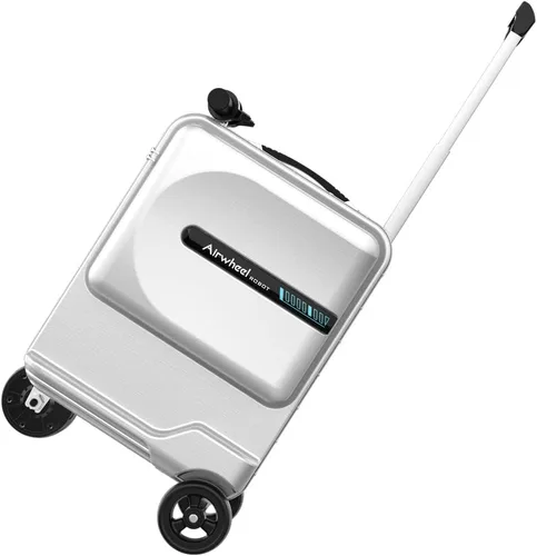 Vista 8 de SE3miniT - Equipaje eléctrico de 20 pulgadas para montar en maletas, scooters, equipaje inteligente, plateado, Maleta