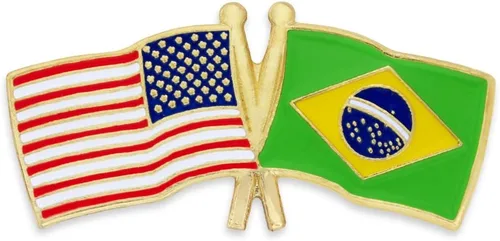 Vista 15 de PinMart Pin de solapa esmaltado con bandera de la amistad cruzada de Estados Unidos y el mundo