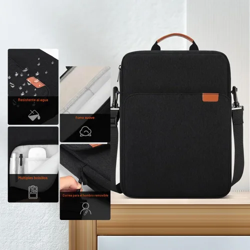 Vista 4 de Funda de transporte para iPad de 13 pulgadas para iPad Pro M5 y Air M4/M3 2026, iPad Pro 12.9, 13.8" Surface Laptop 7th, funda acolchada para Negro