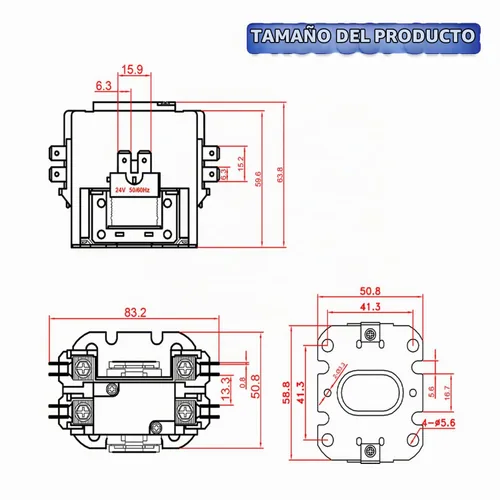 Vista 4 de BOJACK Contactor de CA de propósito definido de 1 polo, bobina FLA 25 A, 24 VCA. Contactor para compresor de condensador de aire acondicionado