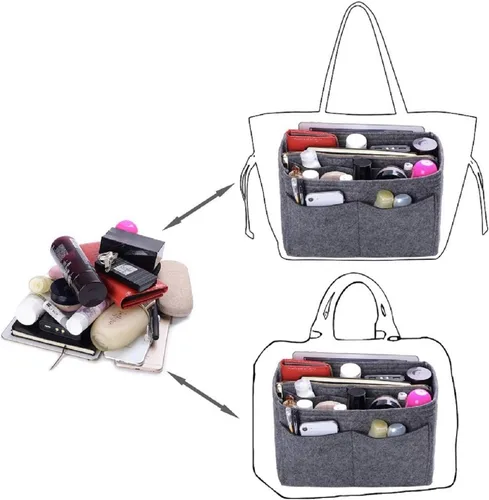 Vista 4 de ZTUJO Purse Organizer Insert, Felt Bag Organizer with Metal Zipper, Handbag & Tote Shaper, For Speedy Neverfull Tote, 7 Sizes