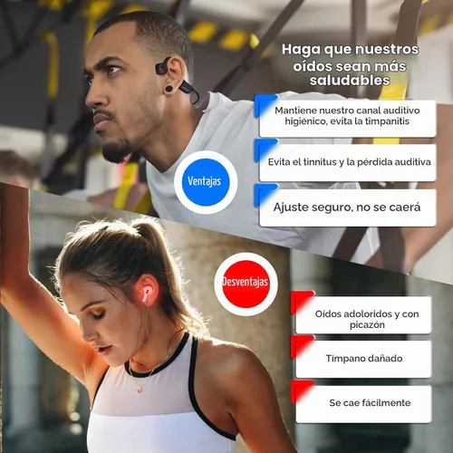 Vista 2 de Auriculares de Conducción Ósea YouthWhisper Bluetooth, Auriculares de Oreja Abierta con Micrófono, Conexión Inalámbrica Multipunto, Resistente al