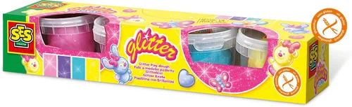 Vista 2 de SES Creative 4 unidades de súper arcilla con purpurina de colores surtidos para artes y manualidades
