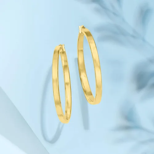 Vista 5 de Ross-Simons Pendientes de aro italianos de oro amarillo de 14 quilates con borde cuadrado, Oro, no conocido