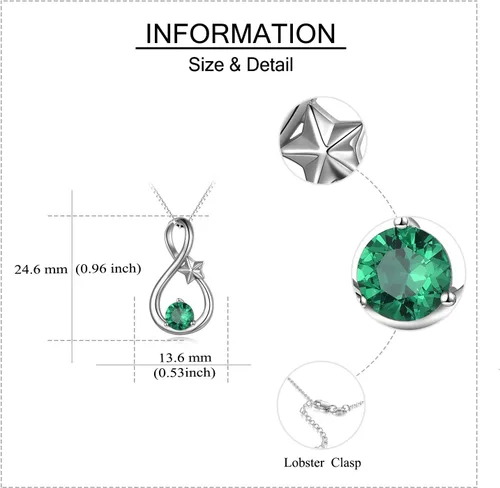 Vista 5 de ONEFINITY Collar con colgante de infinito de plata de ley con piedras de nacimiento, collar de mamá para mujer