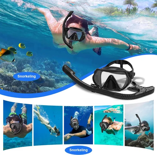 Vista 6 de Snorkeling Gear, Dry Snorkel Set180° Panoramic Wide View,Anti-Fog Scuba Diving Mask, Professional Snorkeling Gear for Free Breathing, Swimming
