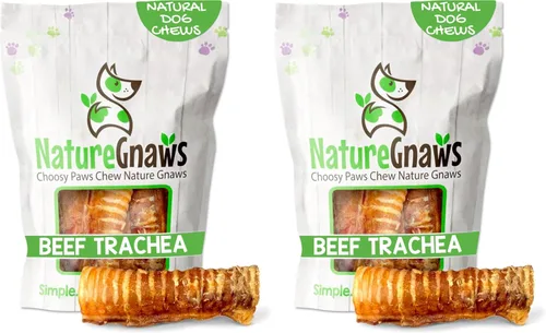 Vista 12 de Nature Gnaws Masticables de tráquea de ternera para perros de 3 pulgadas (12 unidades) – Huesos masticables naturales crujientes de larga duración