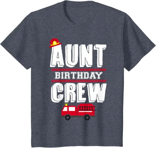 Vista 67 de Aunt Birthday Crew Fire Truck Fireman - Camiseta para fiesta de acogida, Negro, S