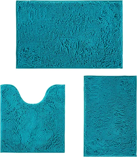 Vista 18 de Juego de alfombras de baño de 2 piezas, súper absorbente suave, gruesa, lavable en lavadora, alfombra de baño de chenilla antideslizante, alfombra