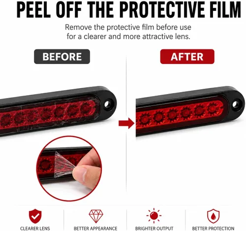 Vista 7 de Luz trasera de freno de remolque de 15 LED, luces traseras de barra LED, tira de freno impermeable, tira de freno, luz roja para barcos marinos