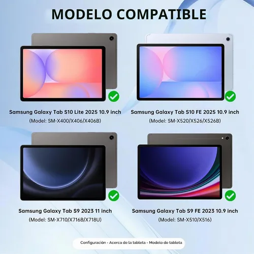Vista 2 de Funda para Samsung Galaxy Tab S10 Lite/S9 de 11 pulgadas/S9 FE 10.9 pulgadas / S10 FE 10.9 pulgadas con teclado – 7 colores retroiluminados