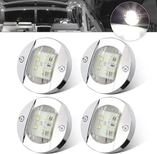 Vista 7 de ALFU 4 luces LED azules de 12 V para navegación y cortesía, luces de popa de barco y anclaje redondas impermeables para pesca nocturna y yate Azul