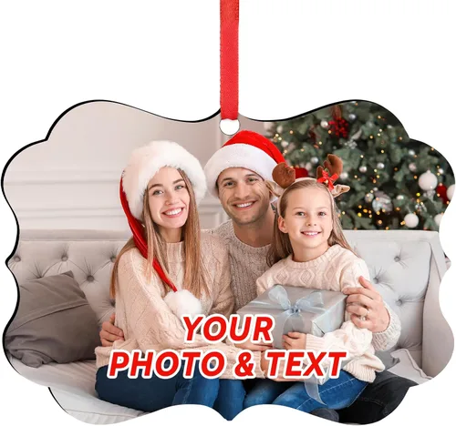 Vista 24 de Adornos de Navidad personalizados 2025, adorno de Navidad personalizado de doble cara, adorno de foto para árbol de Navidad para niños, mamá, papá