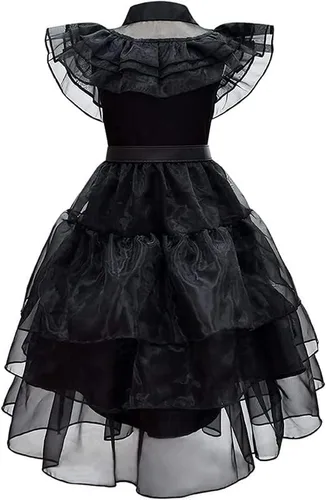 Vista 3 de Hkiytime Wednesday Addams - Disfraz de niña para cosplay, fiesta de disfraces