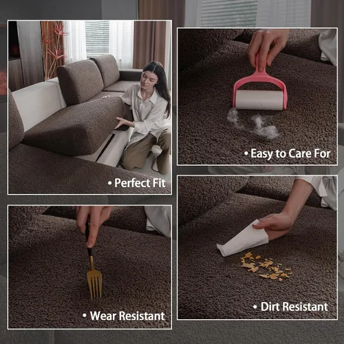 Vista 3 de OHSIO Fundas de Cojines de Sofá para Sofá Seccional, Fundas de Sofá Suaves Elásticas Lavables Resistentes al Desgaste Protector Universal de Muebles