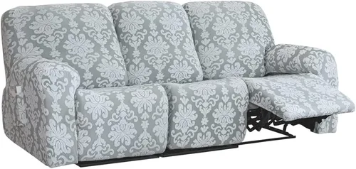 Vista 17 de JOKIVTOU Funda elástica para sillón reclinable con bolsillo, fundas de sofá reclinable de jacquard con estampado, protector de muebles con parte