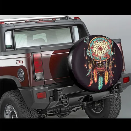 Vista 2 de Hermosa cubierta de repuesto para neumáticos de atrapasueños, impermeable, a prueba de polvo, UV, para ruedas, para Jeep, remolque, RV, SUV y muchos