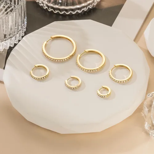 Vista 4 de NEARLAND Aretes de aro de oro de 14 quilates para mujer, aretes de aro de oro de 14 quilates, aretes de aro pequeños de oro hipoalergénicos