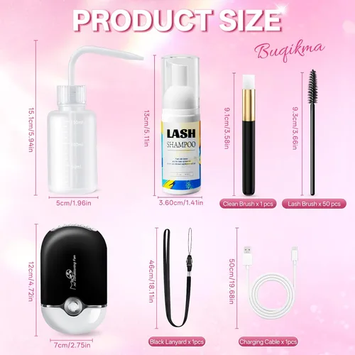 Vista 7 de Buqikma Kit de champú de pestañas para extensiones de 2.02 fl oz/60 ml