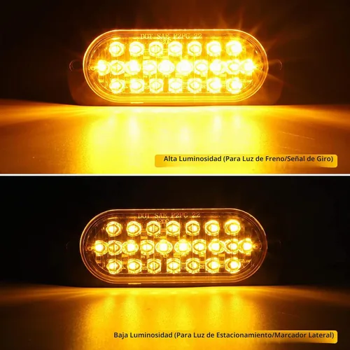 Vista 3 de Partsam 2 piezas de 4.4" de luz de señal de giro lateral de 24 LED color ámbar [Aprobación DOT], IP67 impermeable, lente ámbar, carcasa de aluminio