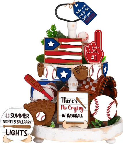 Vista 7 de FairySandy - 13 piezas de mesa de madera para decoración de mesa de béisbol Baseball Decorations, Baseball Home Decor, Season Party Supplies