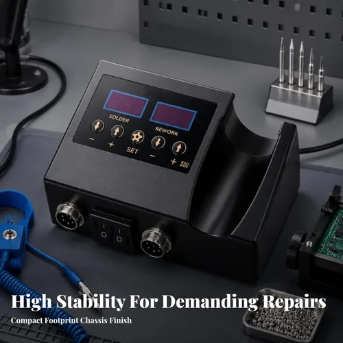 Vista 5 de Simhoa with Iron separate Temperature Controls, 2 in 1 Station, multifunctional, for Electronics Repair, Technicians