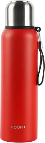 Vista 10 de GOOFIT Botella de agua aislada con correa de transporte, botella de agua de metal de acero inoxidable para niños, diseño grueso al vacío de doble