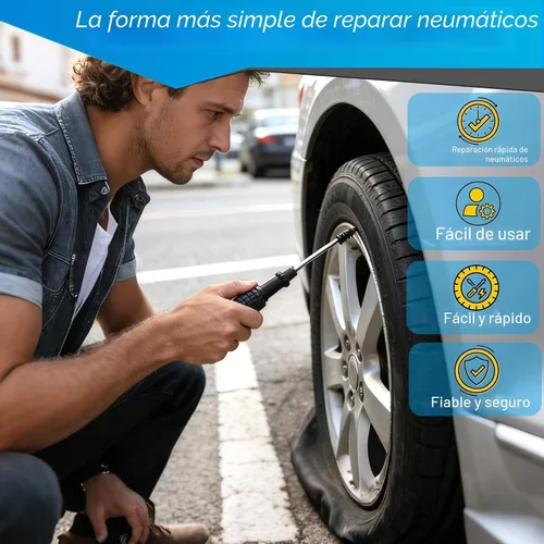 Vista 6 de Kit de uñas de goma de reparación de neumáticos de 60 piezas con pegamento para neumáticos para reparación de pinchazos