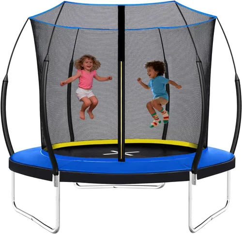 Vista 18 de Trampolín de 1500 libras, 10 pies, 12 pies, 14 pies, 15 pies, 16 pies, con luces LED, rociador, altavoz de música y calcetines, trampolín
