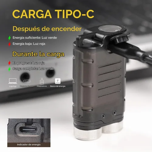 Vista 4 de KunHe K2 Paquete de 2 Linterna de Bolsillo de 1000 Lúmenes Linterna de Llavero con Imán Trasero Súper Brillante Recargable Rellenos para Calcetines