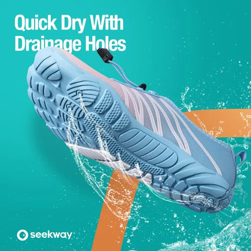 Vista 5 de SEEKWAY - Zapatos de agua unisex, de secado rápido, tipo calcetín y con sensación de pies descalzos para adultos ideales para playa, natación, río
