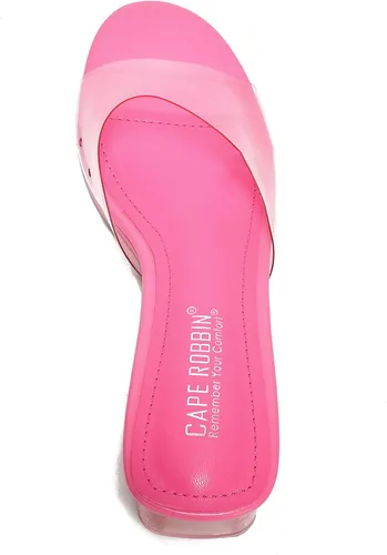 Vista 6 de Cape Robbin Anjelic - Sandalias transparentes de tacón bajo para mujer, con punta abierta redonda transparente