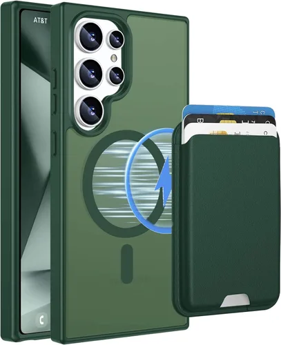 Vista 19 de Funda magnética para Samsung Galaxy S25 FE, transparente y negro con soporte para tarjetas de crédito desmontable, compatible con MagSafe, ajuste