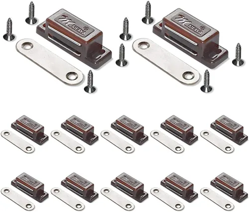Vista 9 de Paquete de 12 imanes magnéticos para puerta, para cocina, baño, armario, armario, armario, puerta, cajón, 15 libras, tornillos incluidos (negro)