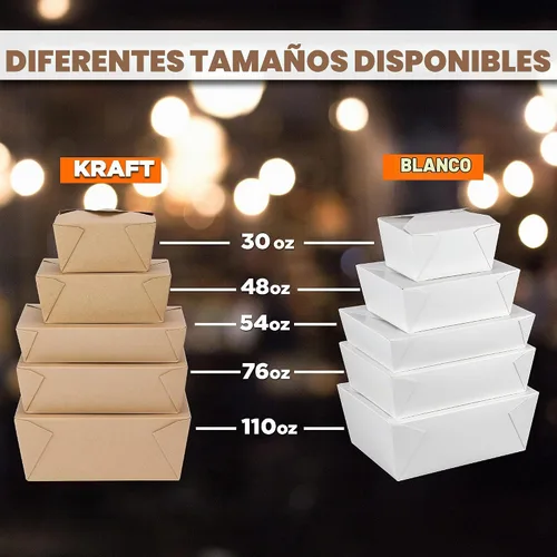 Vista 7 de Fit Meal Prep Paquete de 50 recipientes de papel de 30 onzas para alimentos para llevar, cajas para llevar alimentos, aptos para microondas y a