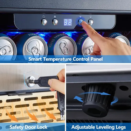 Vista 6 de Refrigerador de bebidas 24Inch 172 latas para interior/exterior Metal plateado