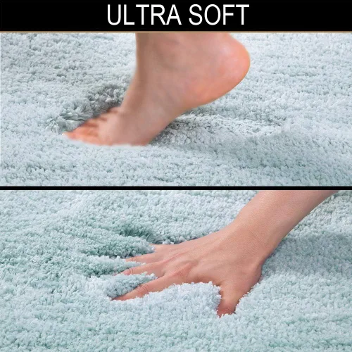 Vista 6 de Walensee - Juego de tapete antideslizante para baño, mullido, de suave microfibra, absorbente de agua, lavable a máquina, alfombra de felpa gruesa