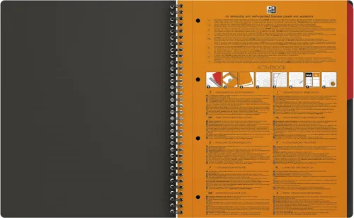 Vista 3 de OXFORD 100104329 Activebook International A4 + a cuadros con índice indexable y bolsillo para documentos, bloque de cuaderno en espiral gris, una