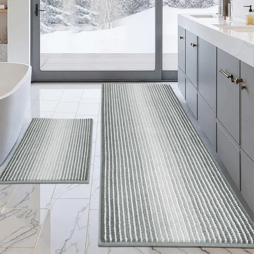 Vista 126 de BSICPRO Tapetes de baño de felpilla, 20 x 32 pulgadas, antideslizantes, absorbentes, suaves, peludos, para baño, lavables a máquina (salvia)